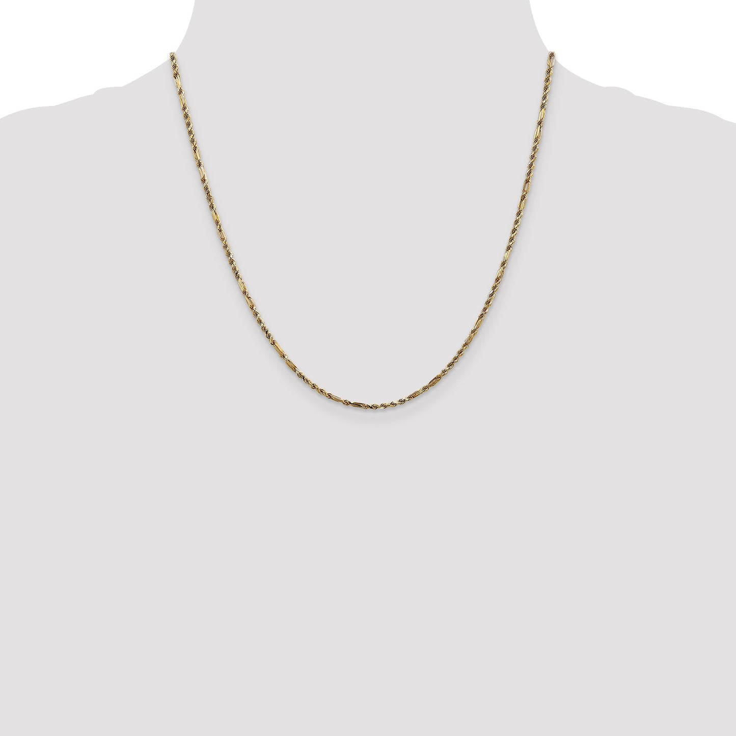 14K 20 inch  2.25mm Diamond-cut Milano Rope with Lobster Clasp Chain