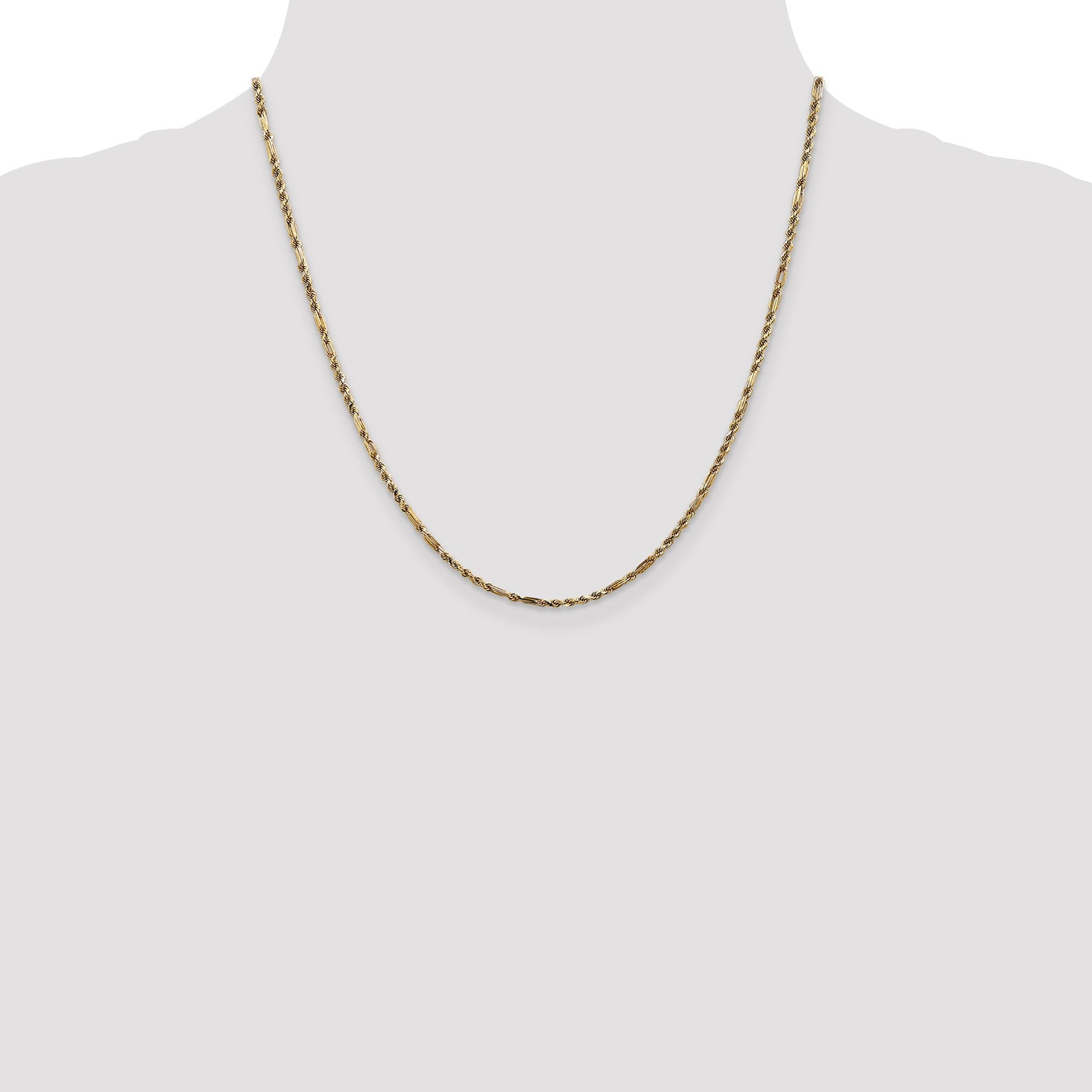 14K 20 inch  2.25mm Diamond-cut Milano Rope with Lobster Clasp Chain