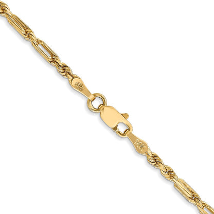 14K 18 inch  2.5mm Diamond-cut Milano Rope with Lobster Clasp Chain