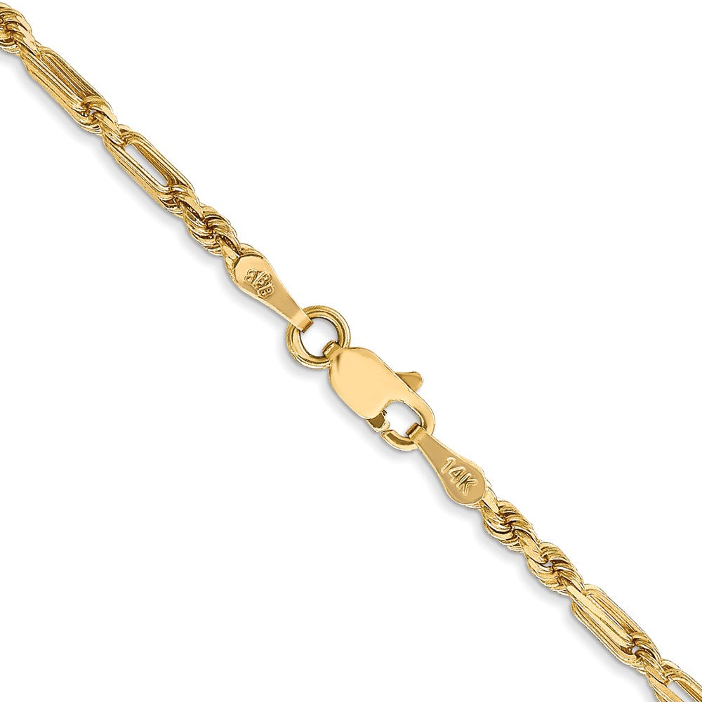 14K 20 inch  2.5mm Diamond-cut Milano Rope with Lobster Clasp Chain