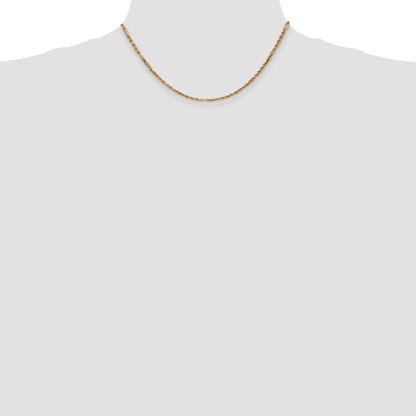 14K 16 inch  2.5mm Diamond-cut Milano Rope with Lobster Clasp Chain