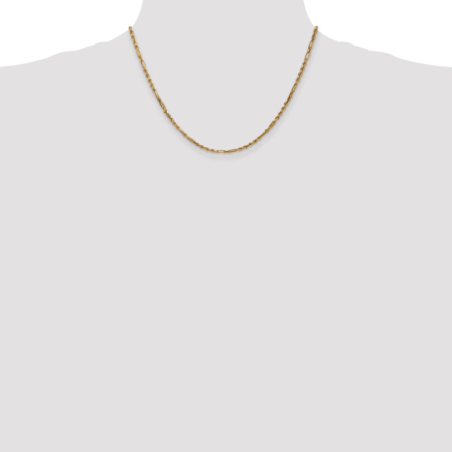 14K 18 inch  2.5mm Diamond-cut Milano Rope with Lobster Clasp Chain