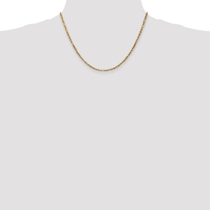 14K 18 inch  2.5mm Diamond-cut Milano Rope with Lobster Clasp Chain
