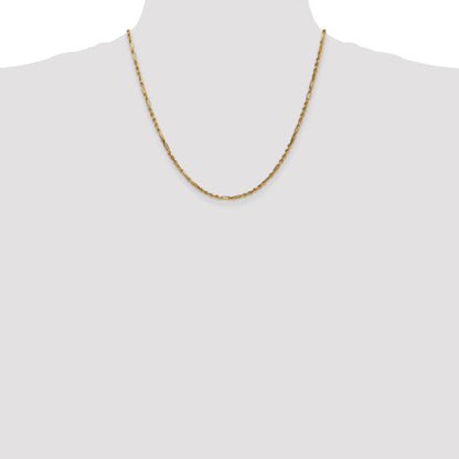 14K 20 inch  2.5mm Diamond-cut Milano Rope with Lobster Clasp Chain
