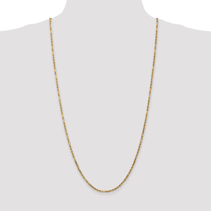 14K 30 inch  2.5mm Diamond-cut Milano Rope with Lobster Clasp Chain