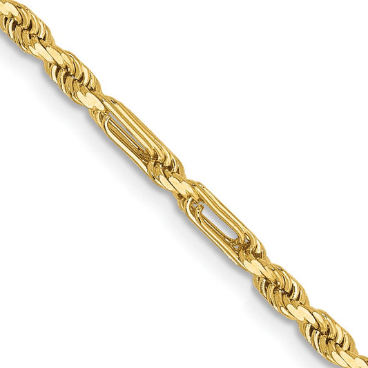 14K 18 inch  2.5mm Diamond-cut Milano Rope with Lobster Clasp Chain