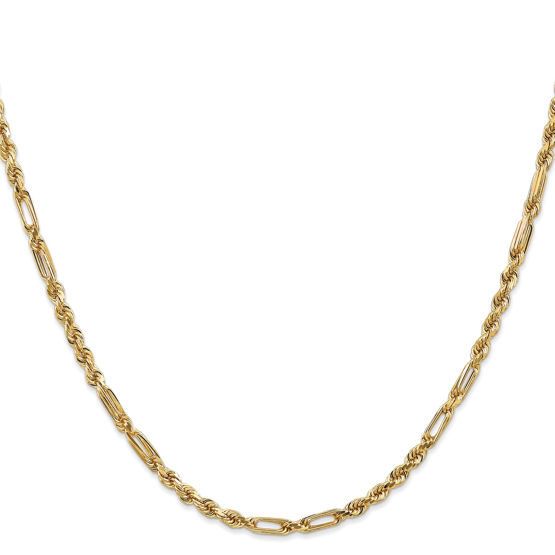 14K 22 inch  3mm Diamond-cut Milano Rope with Lobster Clasp Chain