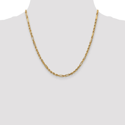 14K 20 inch  3mm Diamond-cut Milano Rope with Lobster Clasp Chain