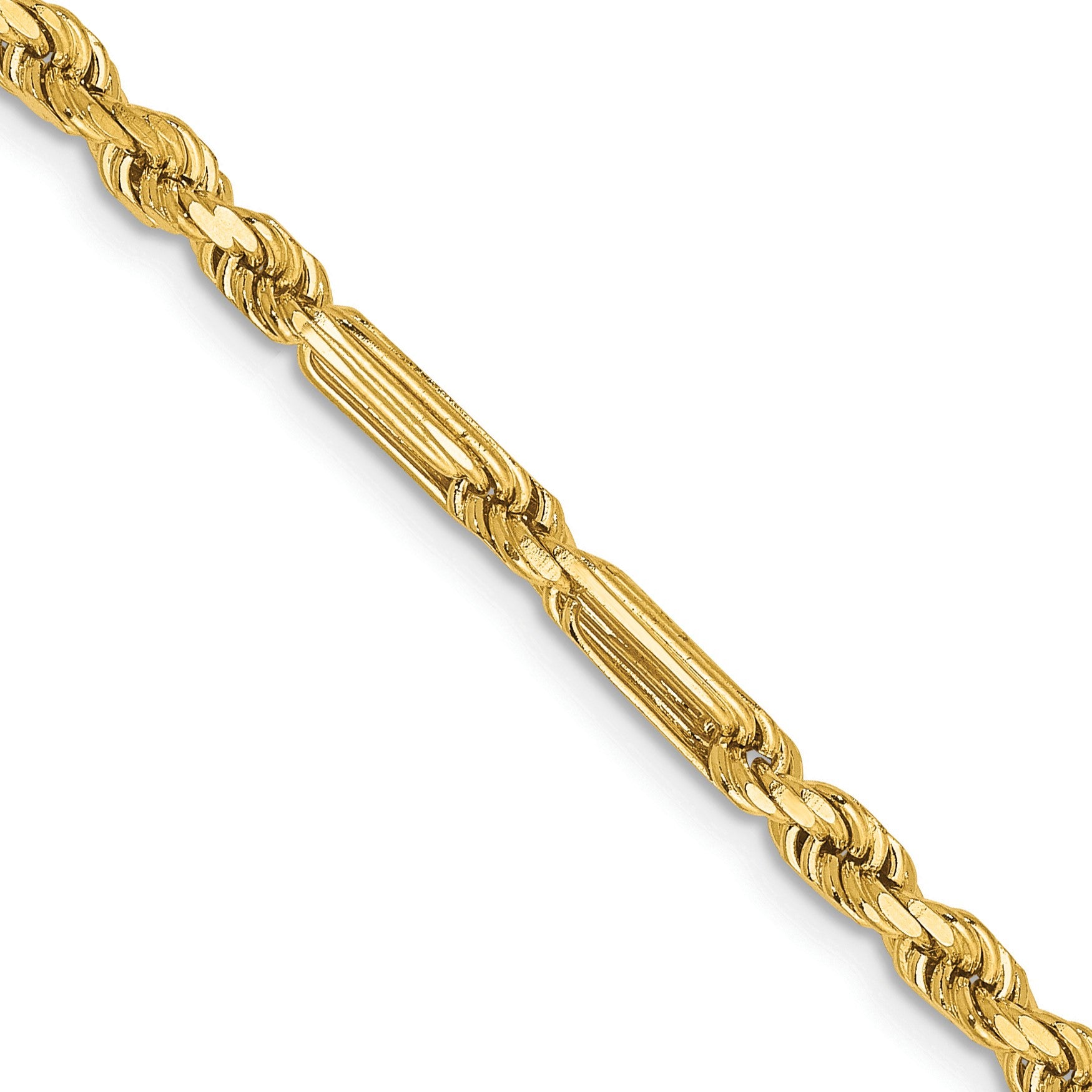 14K 16 inch  3mm Diamond-cut Milano Rope with Lobster Clasp Chain