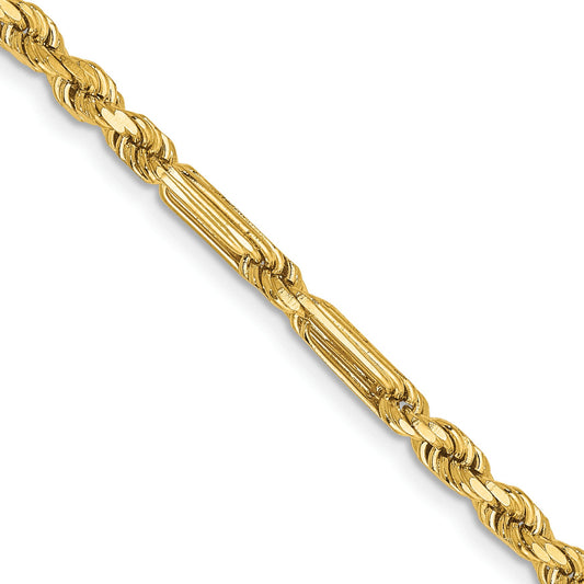 14K 16 inch  3mm Diamond-cut Milano Rope with Lobster Clasp Chain