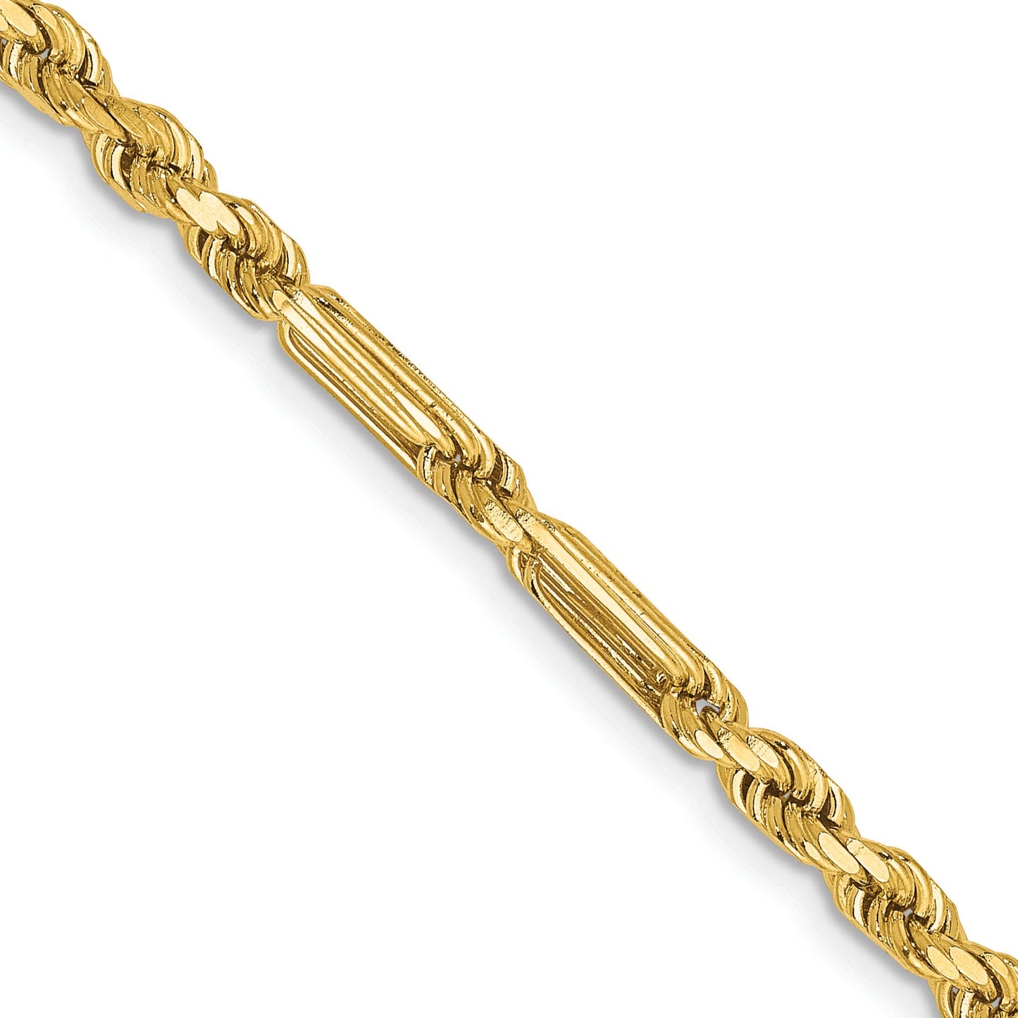 14K 22 inch  3mm Diamond-cut Milano Rope with Lobster Clasp Chain