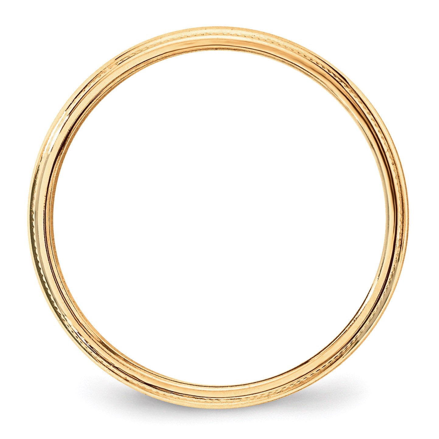 14k Yellow Gold 3mm Lightweight Milgrain Half Round Wedding Band Size 7