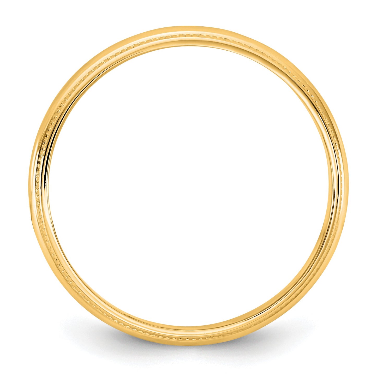 14KY 3.5mm LTW Milgrain Half Round Band Size 9