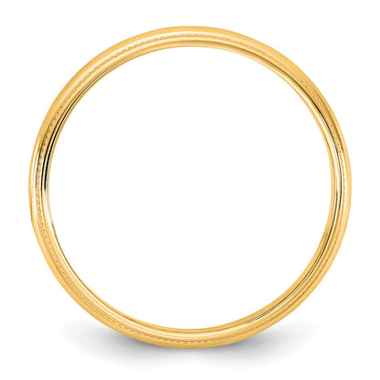 14KY 3.5mm LTW Milgrain Half Round Band Size 4.5