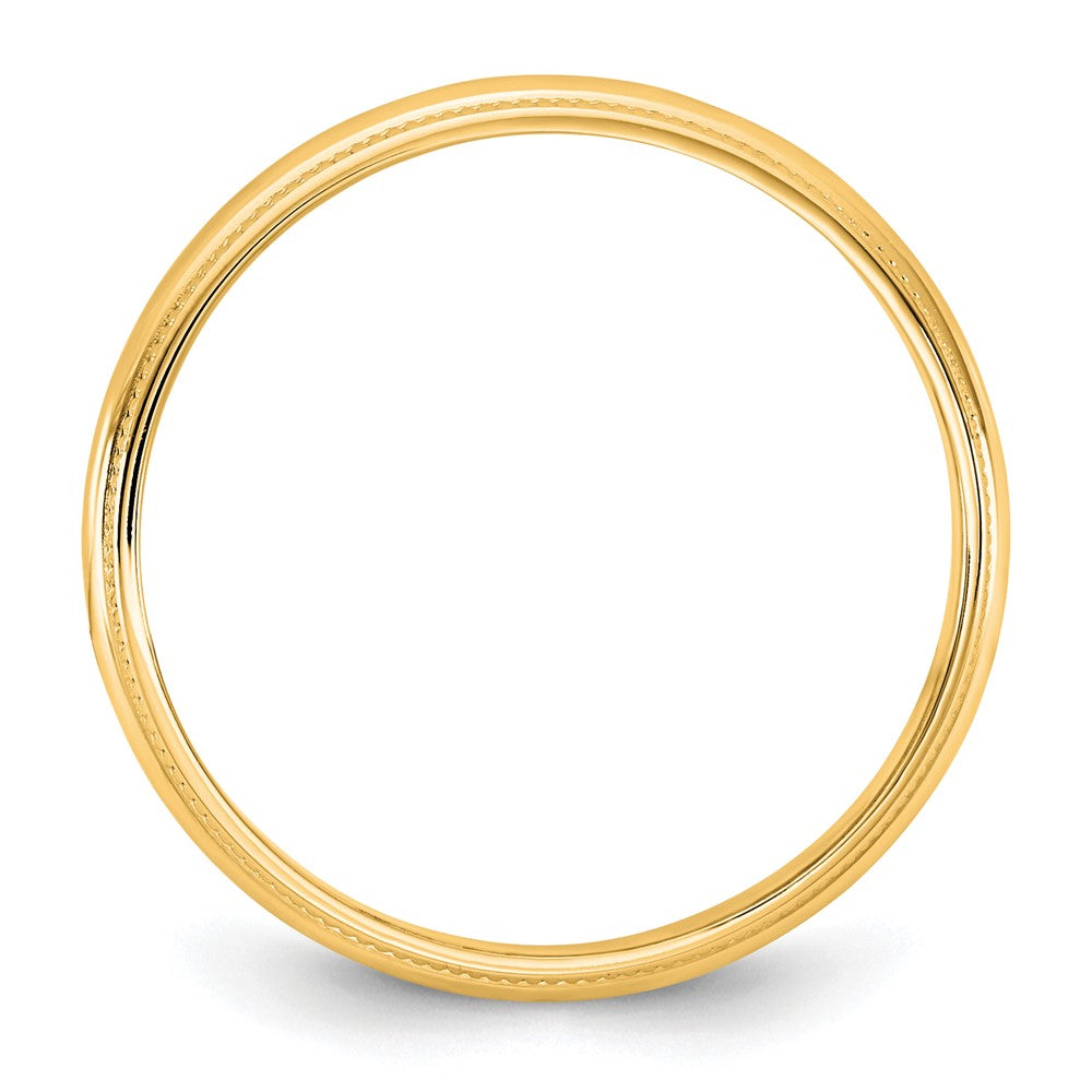 14KY 3.5mm LTW Milgrain Half Round Band Size 7