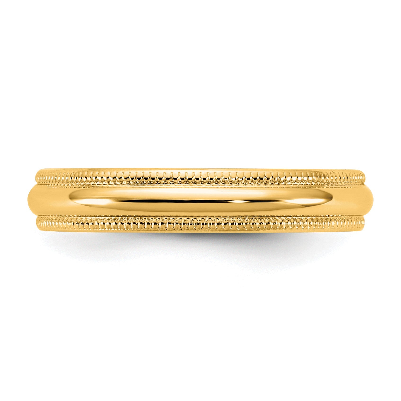 14KY 3.5mm LTW Milgrain Half Round Band Size 4.5