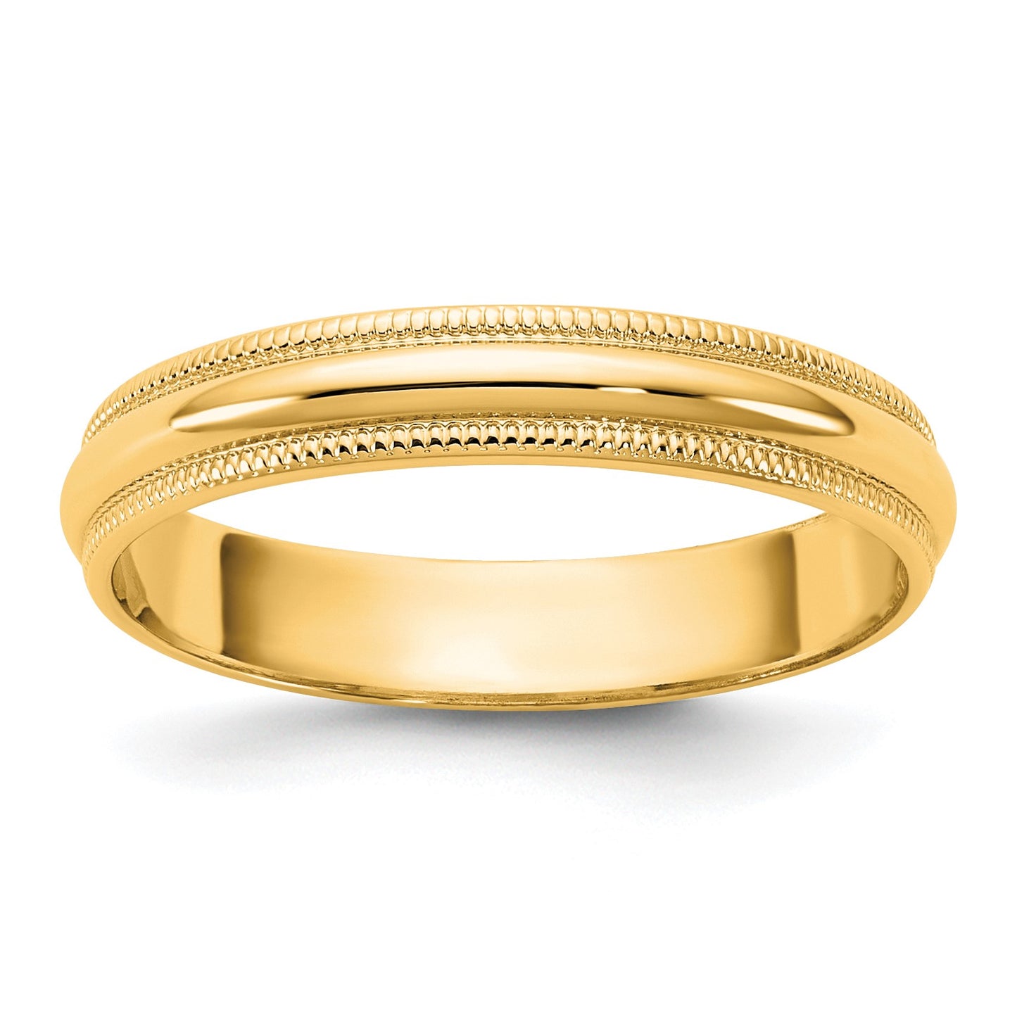 14KY 3.5mm LTW Milgrain Half Round Band Size 4.5