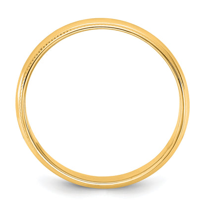 14KY 4.5mm LTW Milgrain Half Round Band Size 8