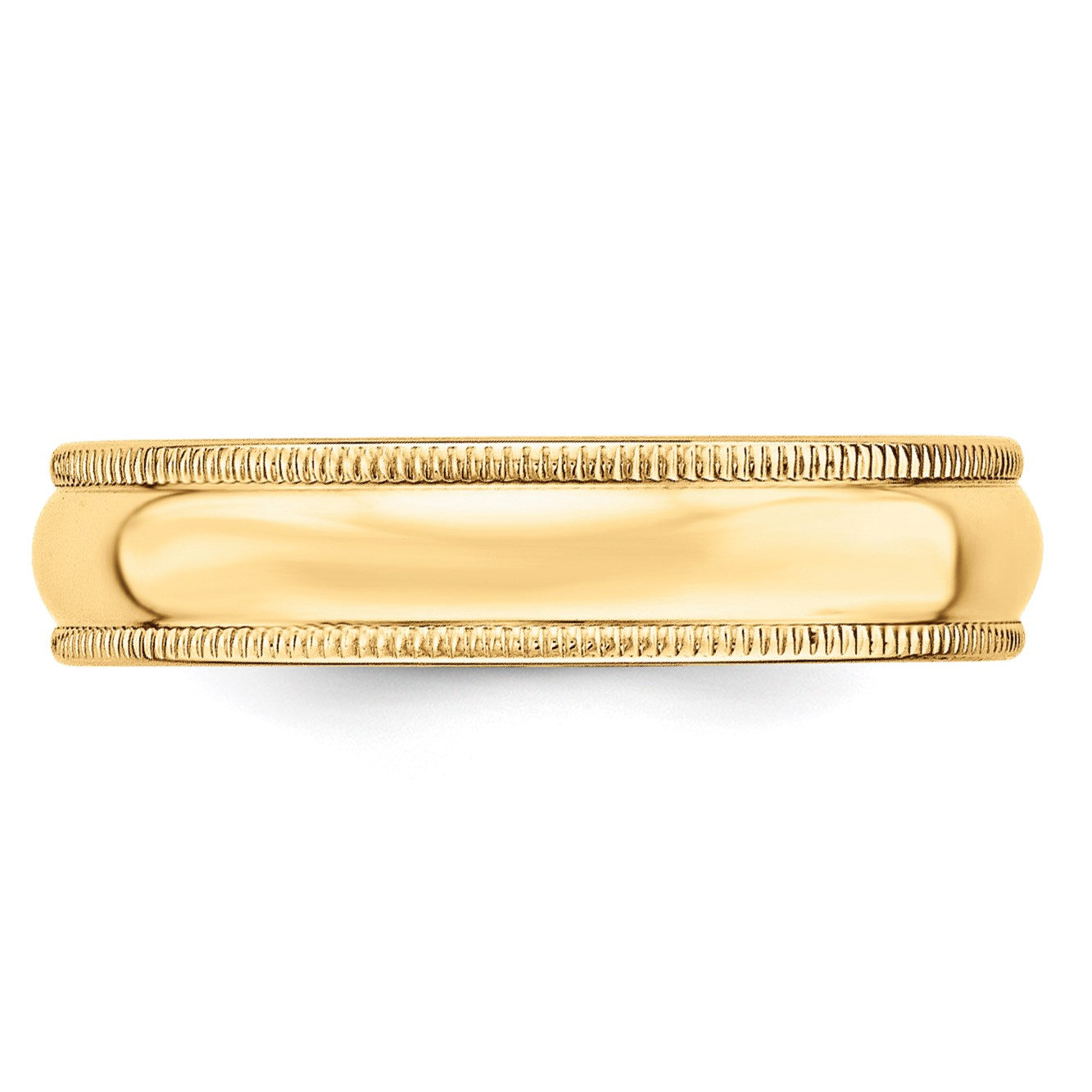 14k Yellow Gold 5mm Lightweight Milgrain Half Round Wedding Band Size 13