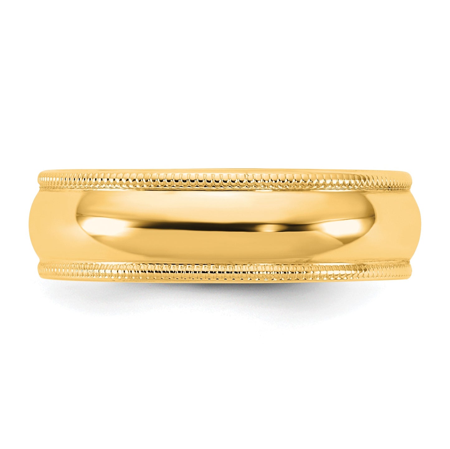 14KY 5.5mm LTW Milgrain Half Round Band Size 7