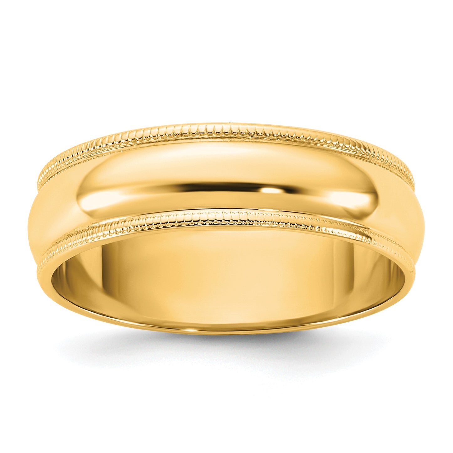 14KY 5.5mm LTW Milgrain Half Round Band Size 8