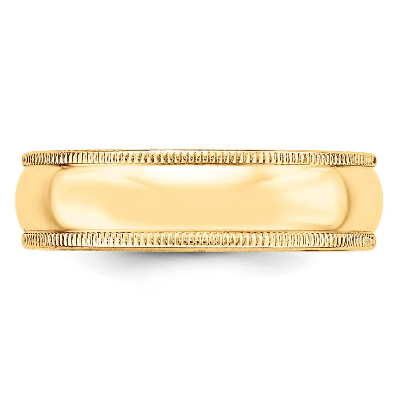 14k Yellow Gold 6mm Lightweight Milgrain Half Round Wedding Band Size 11.5
