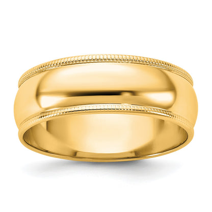 14KY 6.5mm LTW Milgrain Half Round Band Size 6