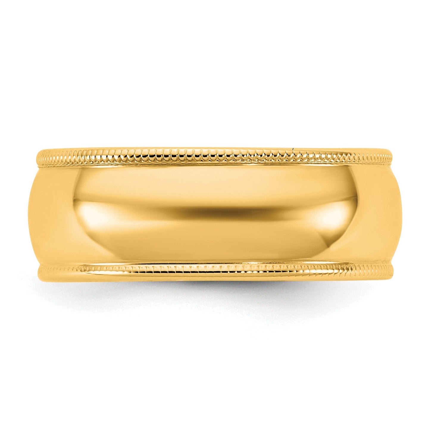 14KY 7mm LTW Milgrain Half Round Band Size 12
