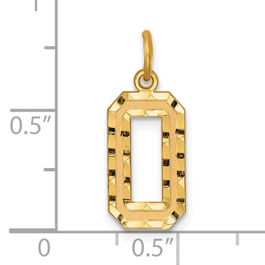 14k Medium Diamond-cut Number 0 Charm