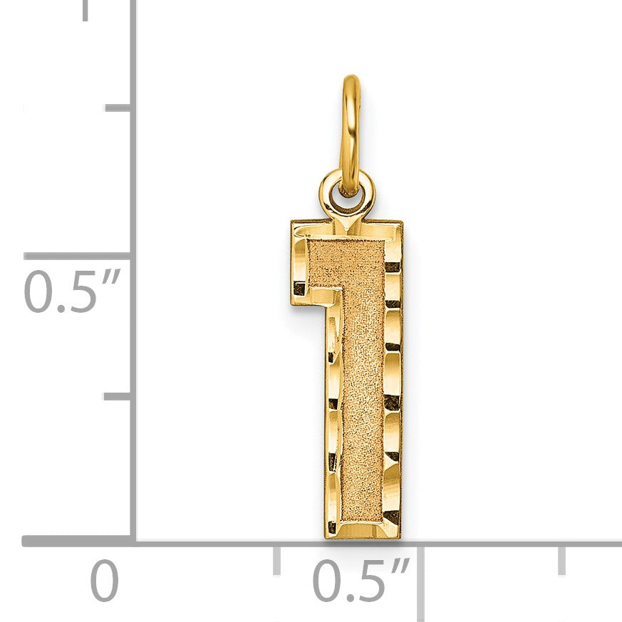 14k Medium Diamond-cut Number 1 Charm