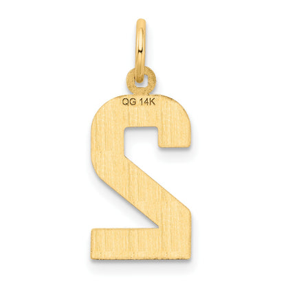 14k Medium Diamond-cut Number 2 Charm