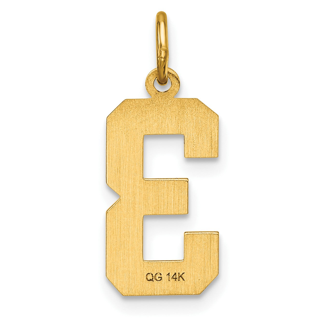 14k Medium Diamond-cut Number 3 Charm