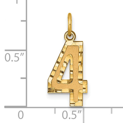 14k Medium Diamond-cut Number 4 Charm