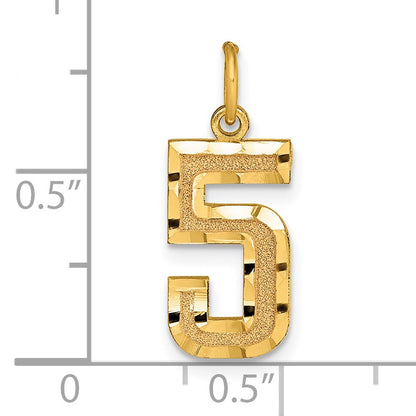 14k Medium Diamond-cut Number 5 Charm