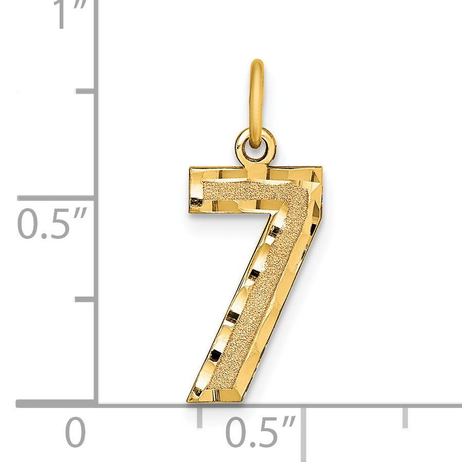 14k Medium Diamond-cut Number 7 Charm