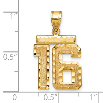 14k Medium Diamond-cut Number 16 Charm