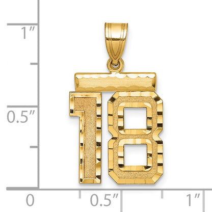 14k Medium Diamond-cut Number 18 Charm