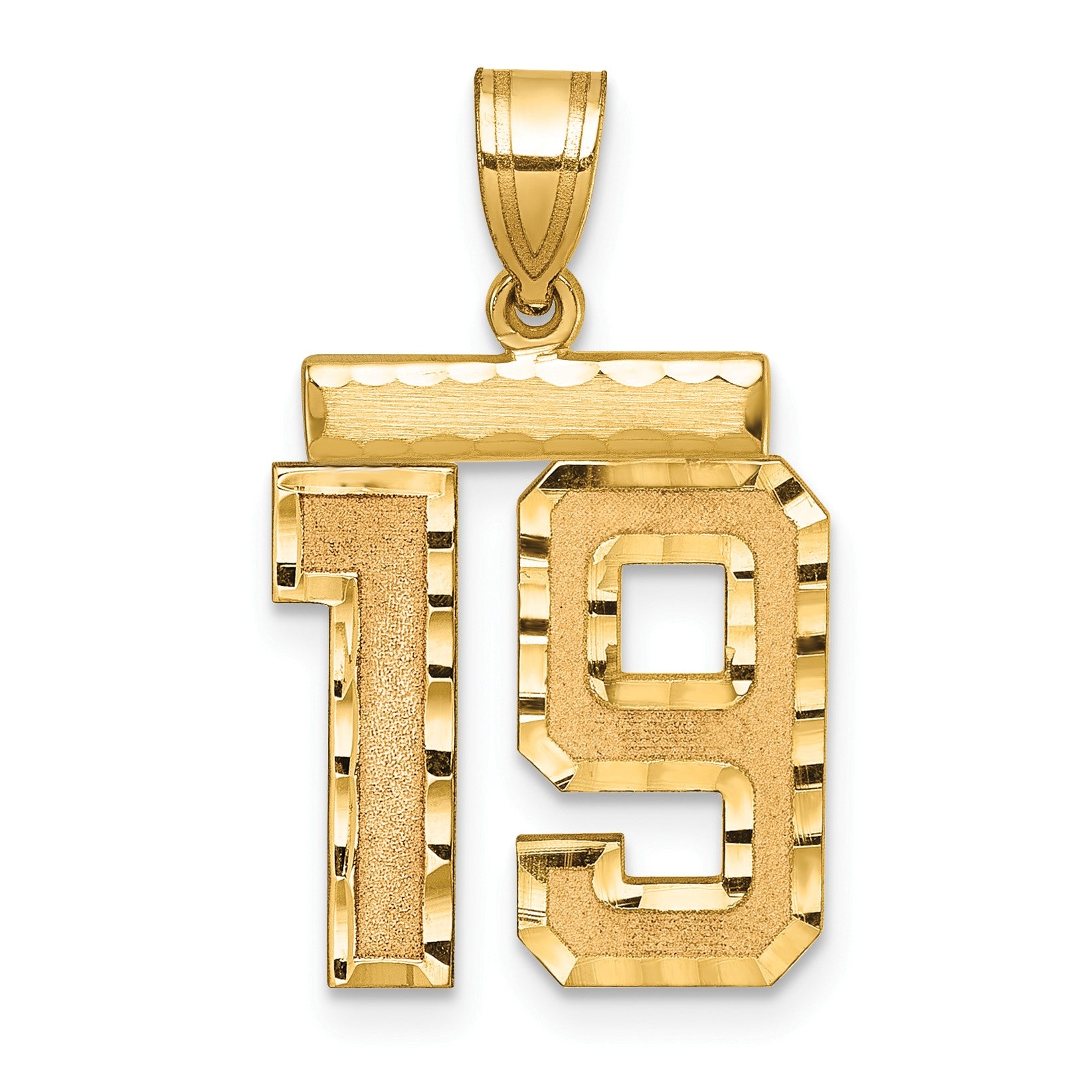 14k Medium Diamond-cut Number 19 Charm