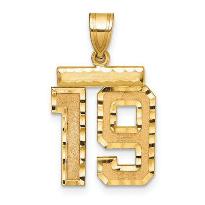 14k Medium Diamond-cut Number 19 Charm
