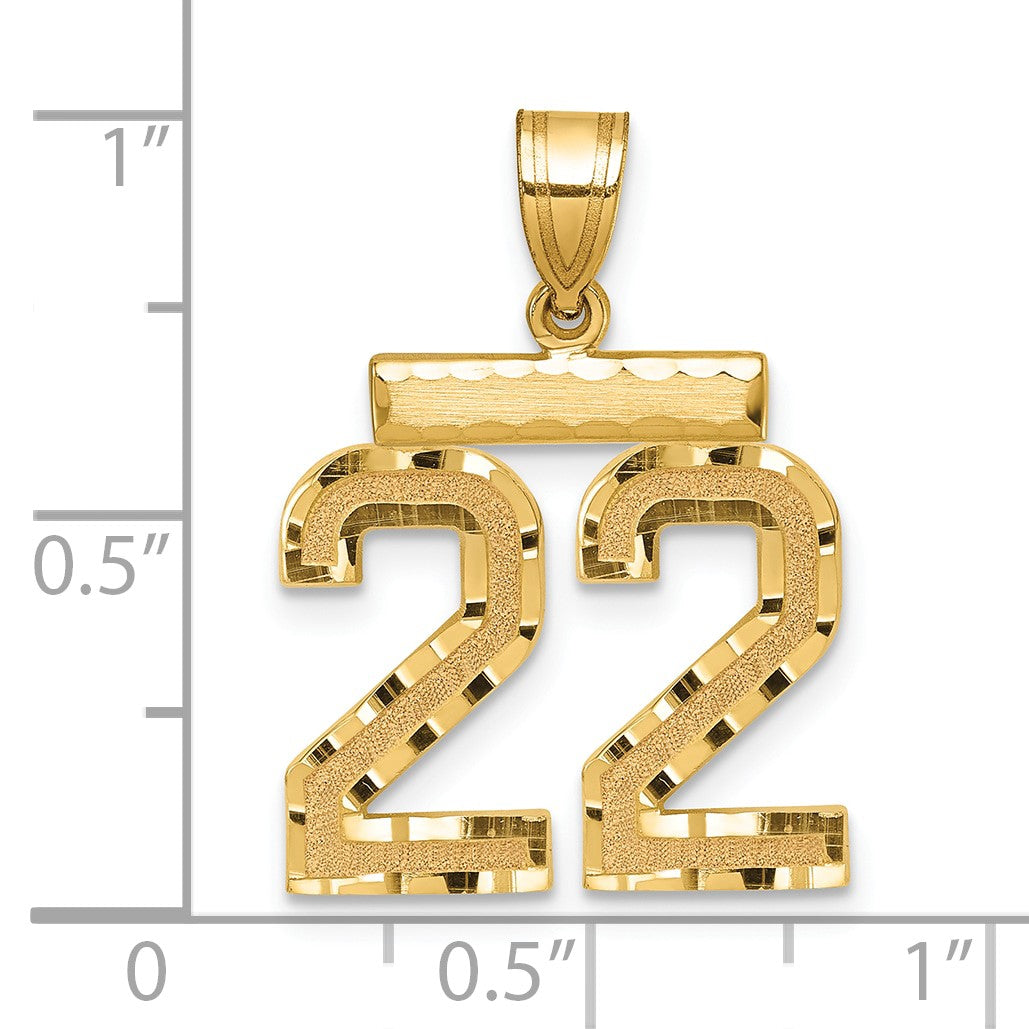 14k Medium Diamond-cut Number 22 Charm