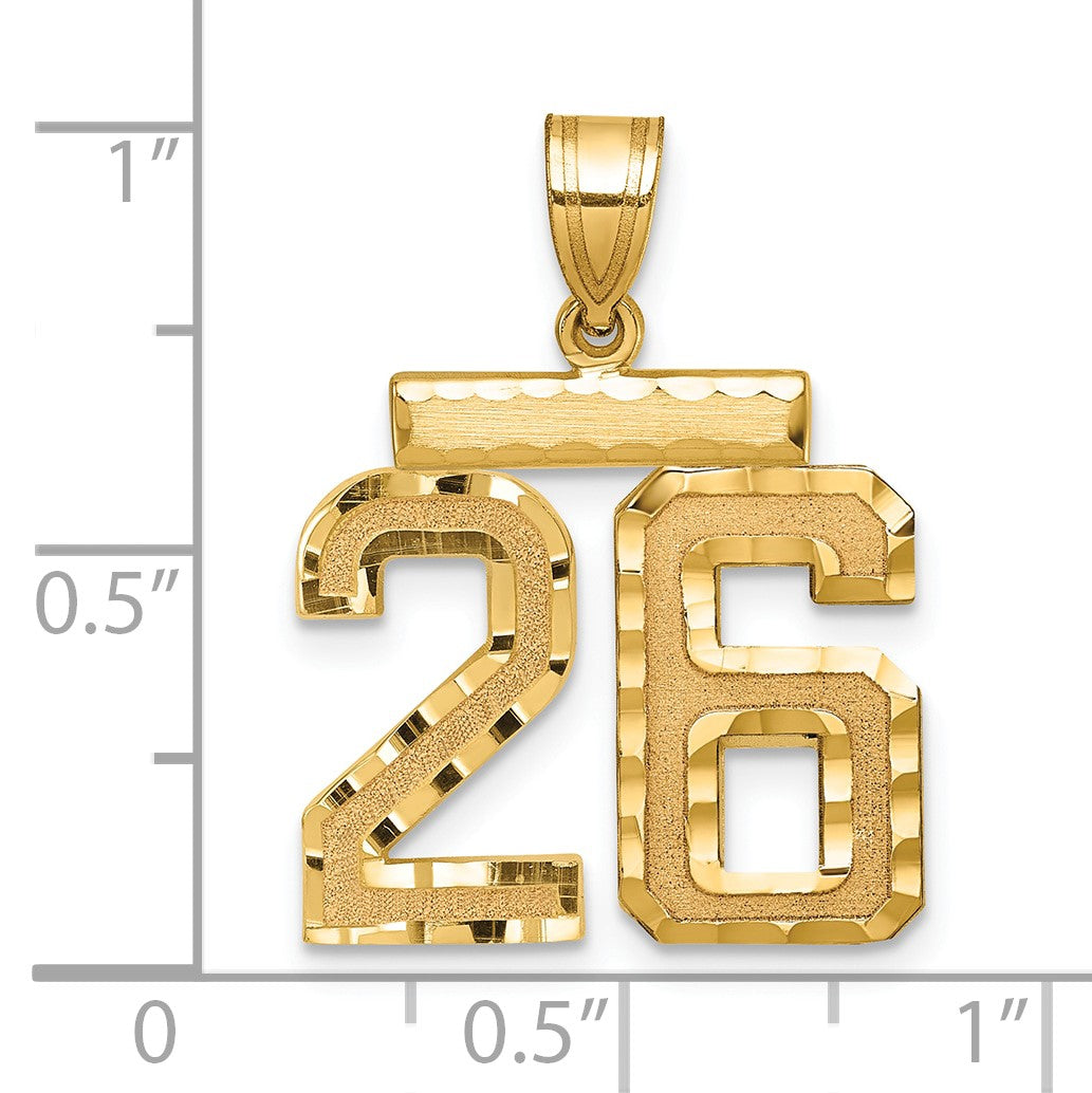 14k Medium Diamond-cut Number 26 Charm