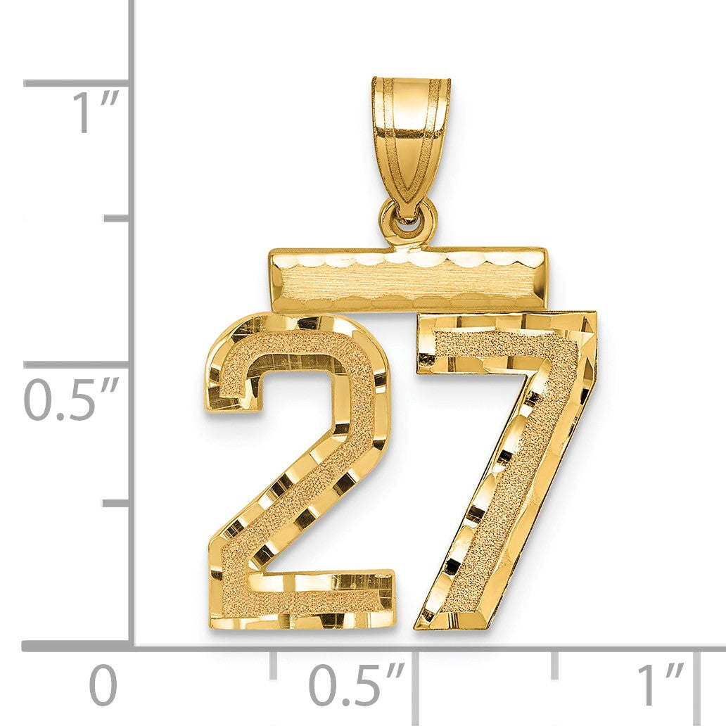 14k Medium Diamond-cut Number 27 Charm
