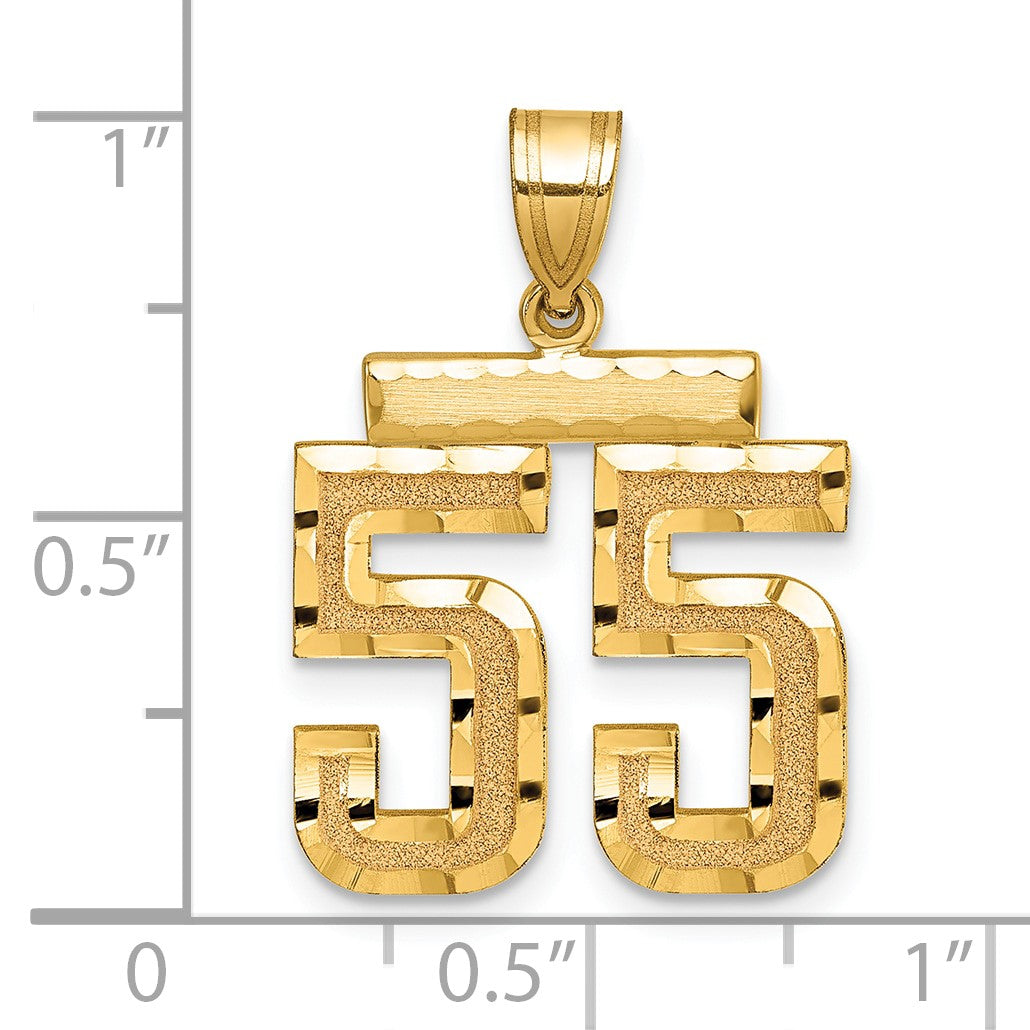 14k Medium Diamond-cut Number 55 Charm
