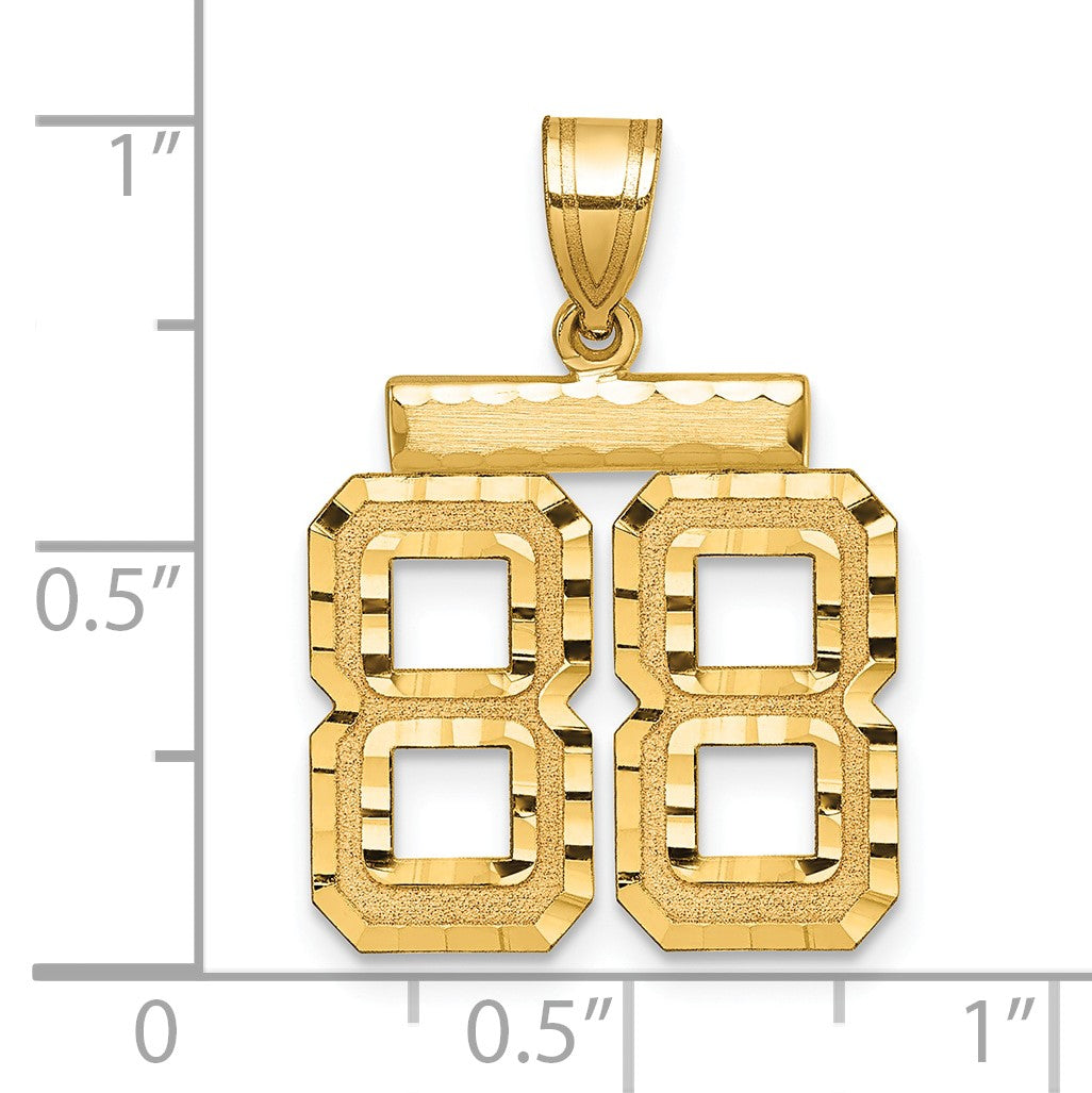 14k Medium Diamond-cut Number 88 Charm