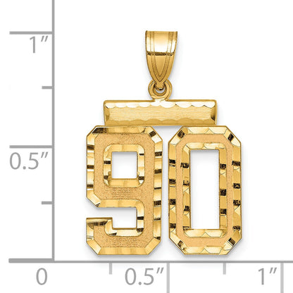 14k Medium Diamond-cut Number 90 Charm