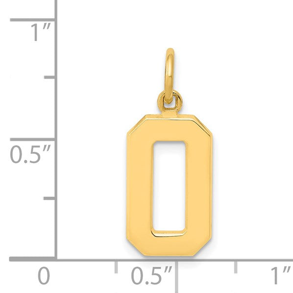 14k Medium Polished Number 0 Charm