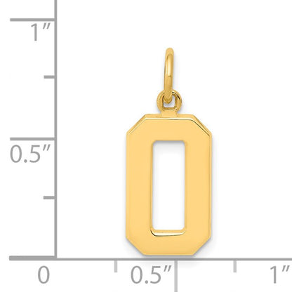 14k Medium Polished Number 0 Charm