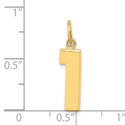 14k Medium Polished Number 1 Charm