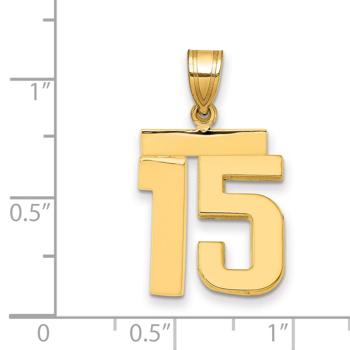 14k Medium Polished Number 15 Charm