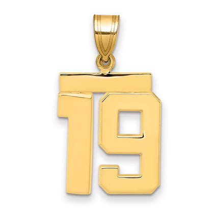 14k Medium Polished Number 19 Charm